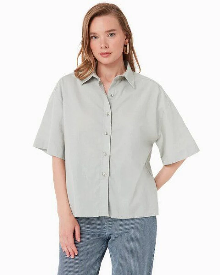 ORGANICATION Bluse aus Bio-Baumwolle und Leinen