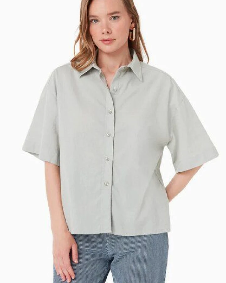 ORGANICATION Bluse aus Bio-Baumwolle und Leinen
