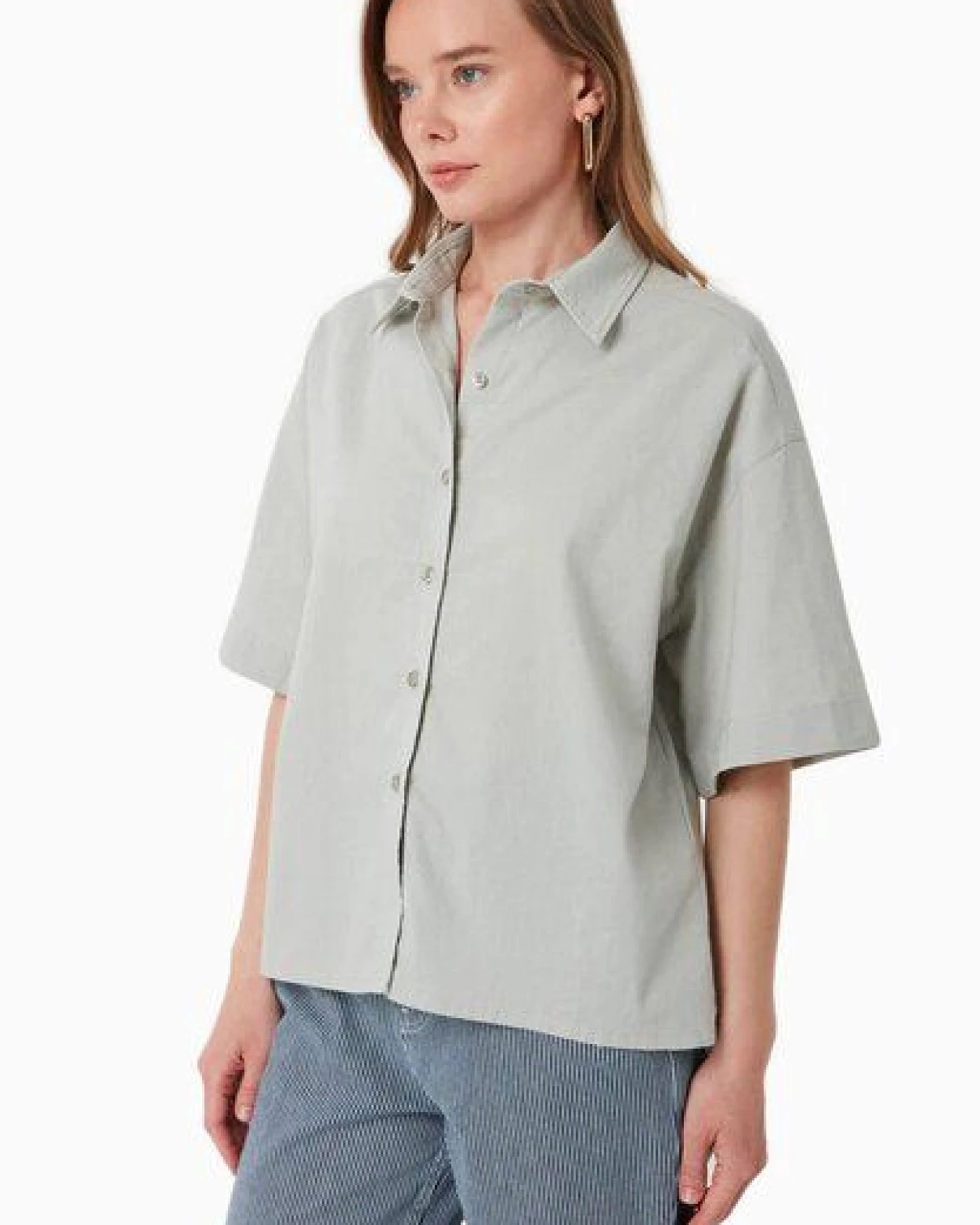 ORGANICATION Bluse aus Bio-Baumwolle und Leinen – Ansicht 3