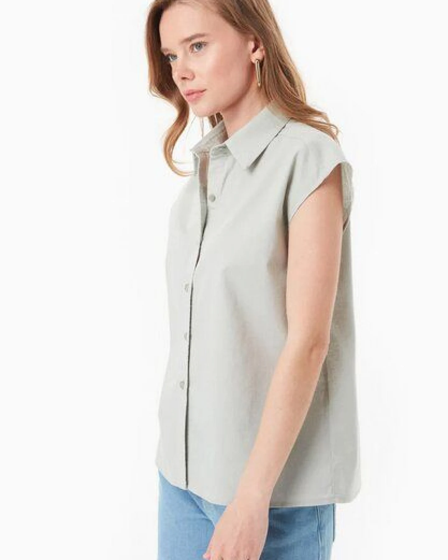 ORGANICATION Bluse aus Bio-Baumwolle und Leinen – Ansicht 3