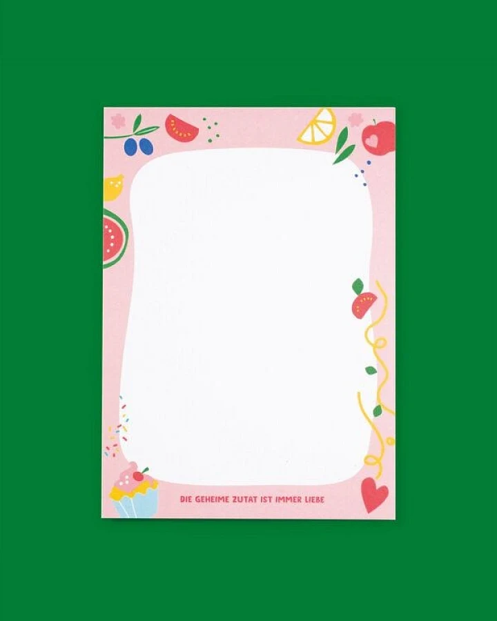 Bow & Hummingbird Notizblock "Die geheime Zutat ist immer Liebe" aus Recyclingpapier