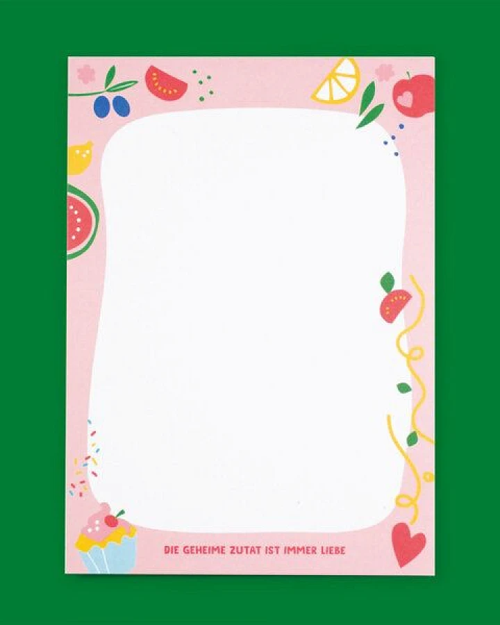 Bow & Hummingbird Notizblock "Die geheime Zutat ist immer Liebe" aus Recyclingpapier