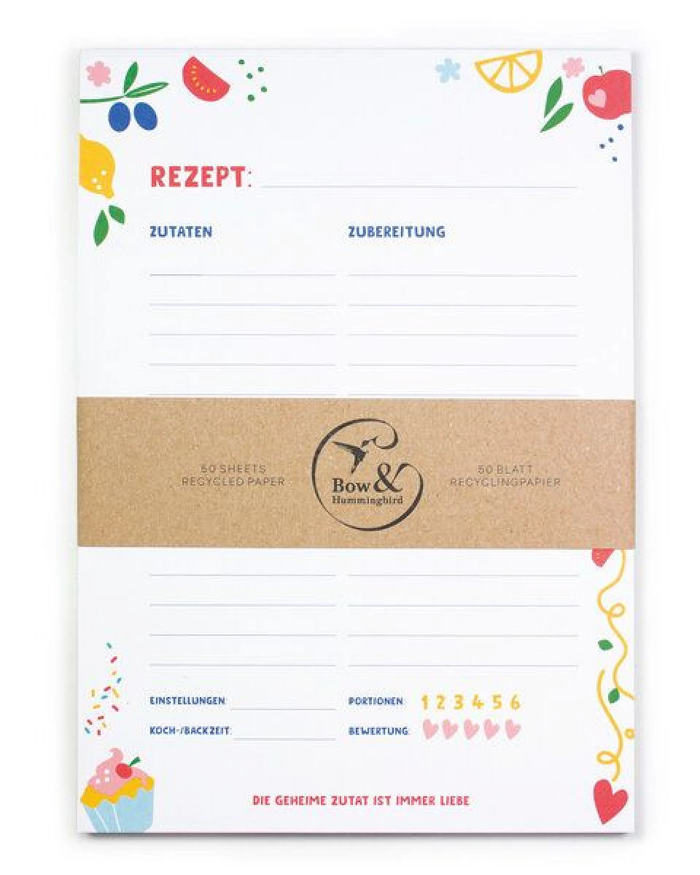 Bow & Hummingbird Block - Rezepte - "Die geheime Zutat ist immer Liebe" aus Recyclingpapier – Ansicht 3