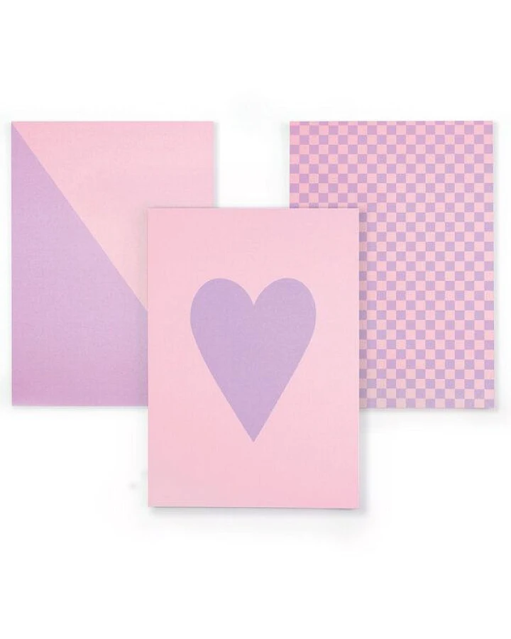 Bow & Hummingbird Notizblock-Set Herz/Karo/Diagonal - 3er Set in A6 aus Recyclingpapier