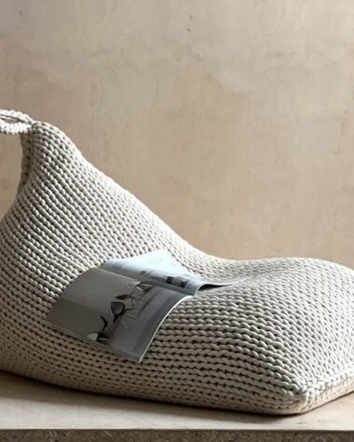 PANAPUFA Riesiger Chunky-Strick Sessel Bean Bag XXL Strick-Sitzsack Handgestrickter