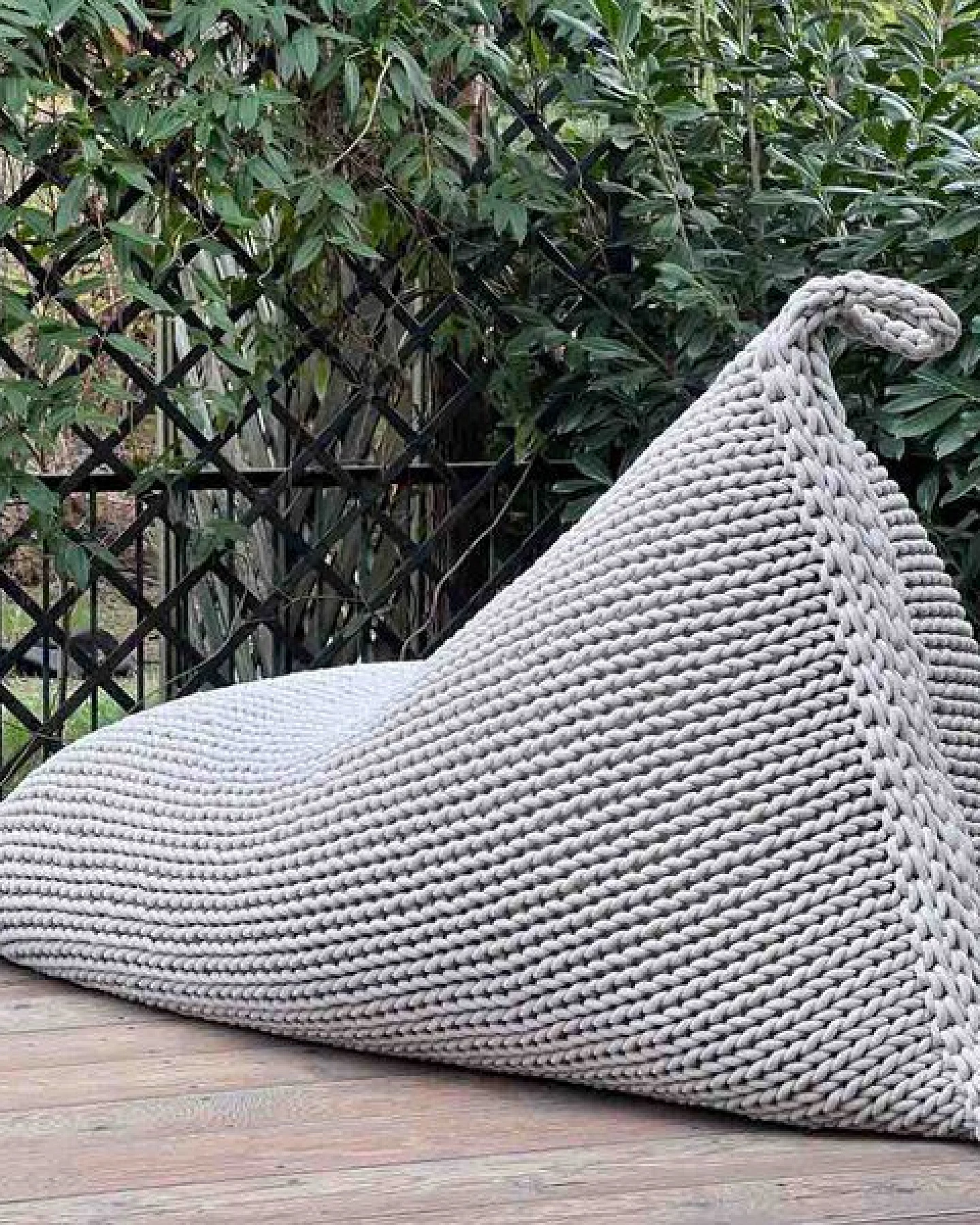 PANAPUFA Riesiger Chunky-Strick Sessel Bean Bag XXL Strick-Sitzsack Handgestrickter – Ansicht 3