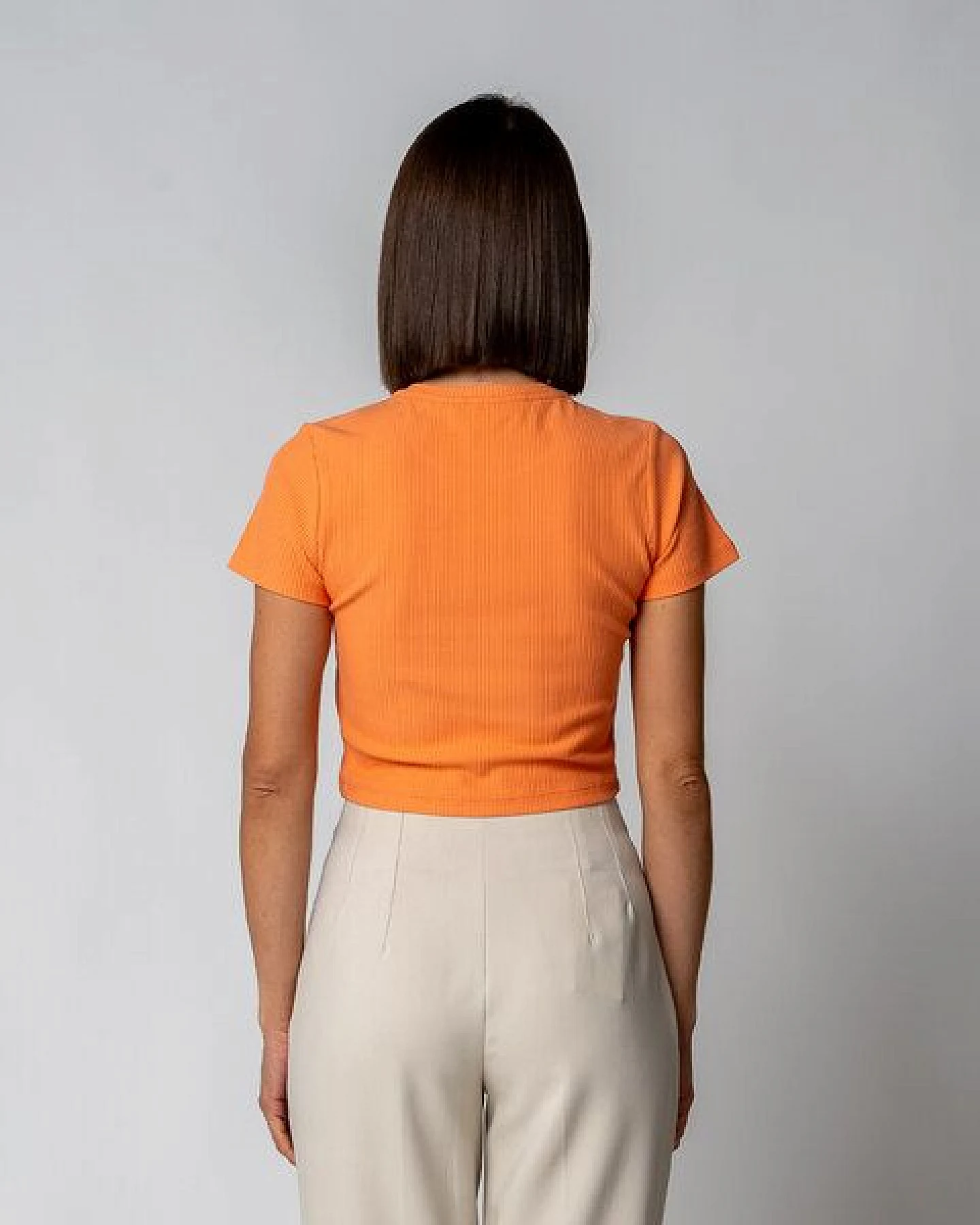 GORG Damen Geripptes Cropped T-Shirt aus Bio-Baumwolle & TENCEL Modal – Ansicht 3