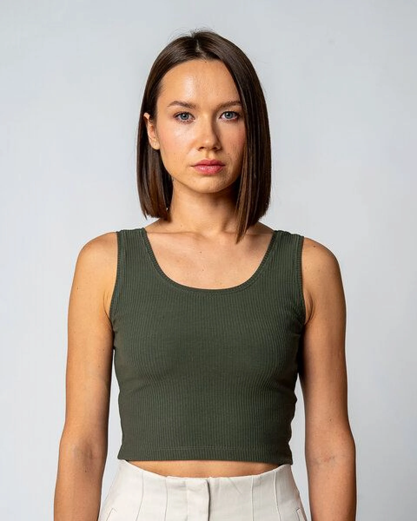 GORG Damen Geripptes Cropped Top aus Bio-Baumwolle & TENCEL Modal – Ansicht 3
