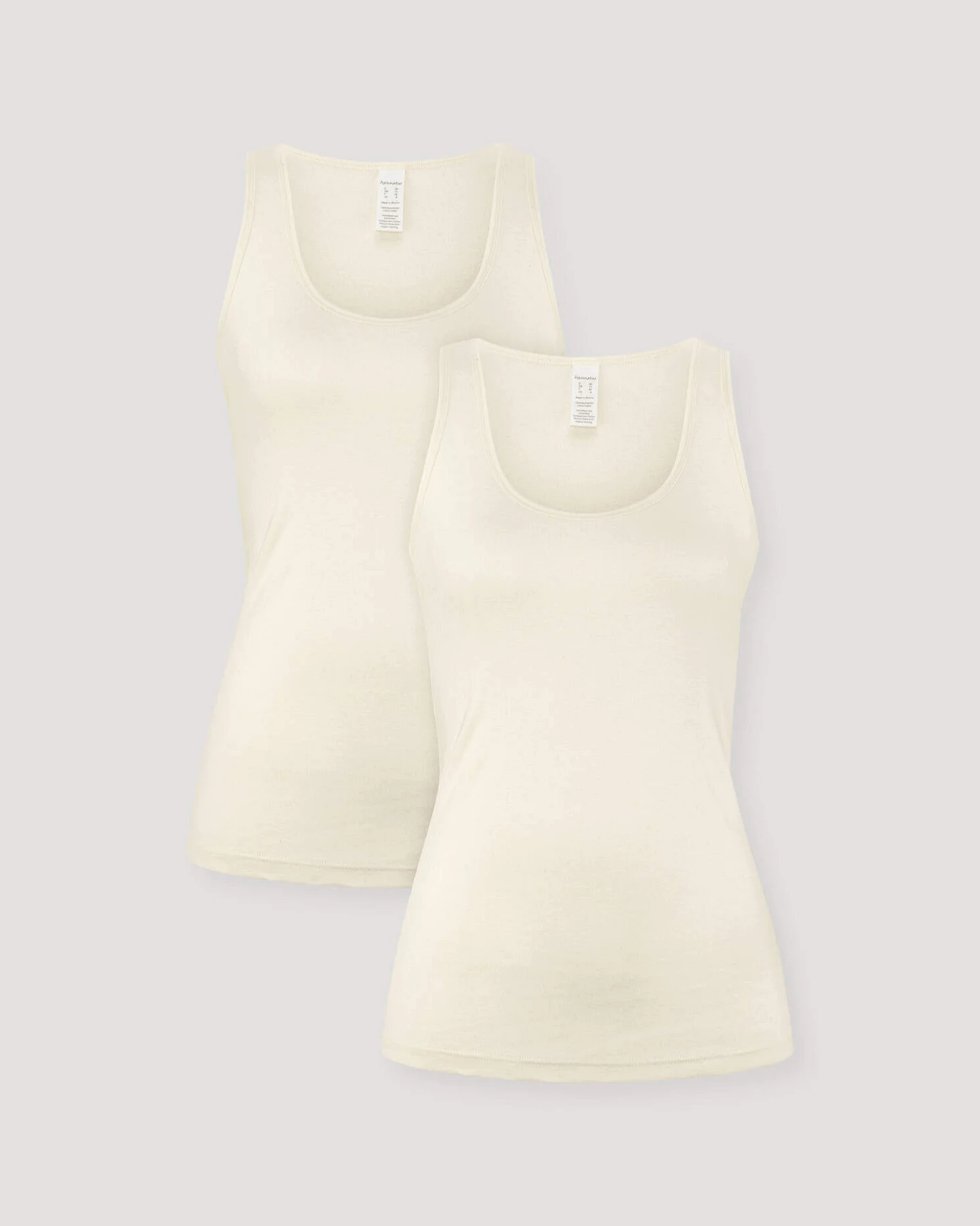 hessnatur Damen Rundhals Tanktop im 2-Pack PURE COTTON aus Bio-Baumwolle - natur - Größe 34 – Ansicht 3