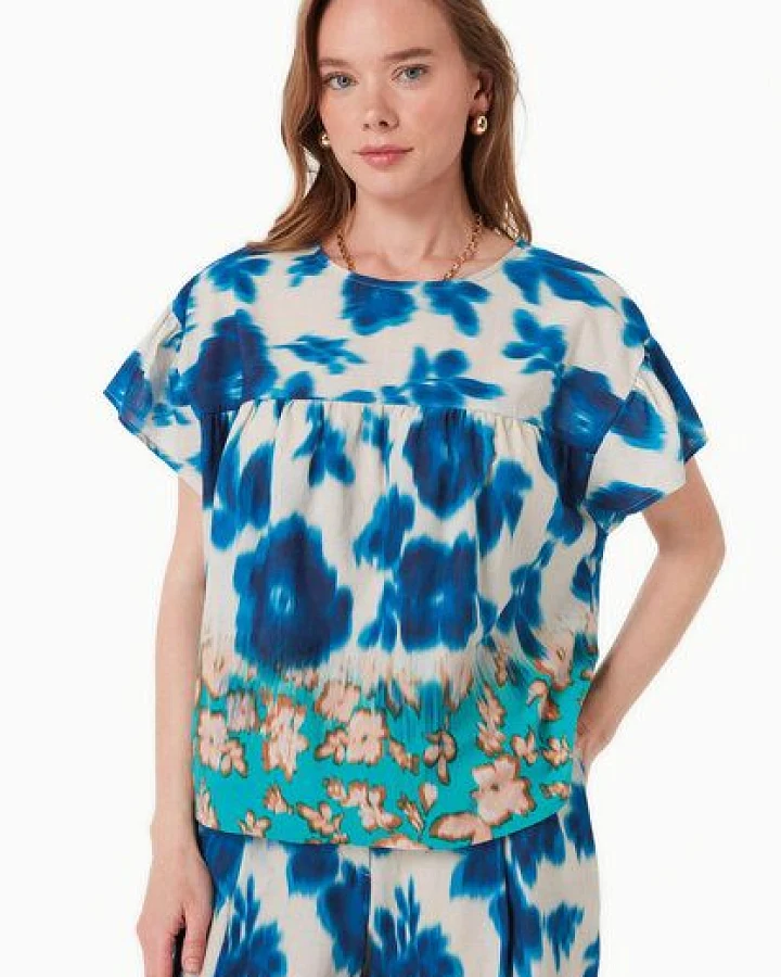 Produktseite: ORGANICATION Bluse aus Bio-Baumwoll-Voile mit Blumenmuster