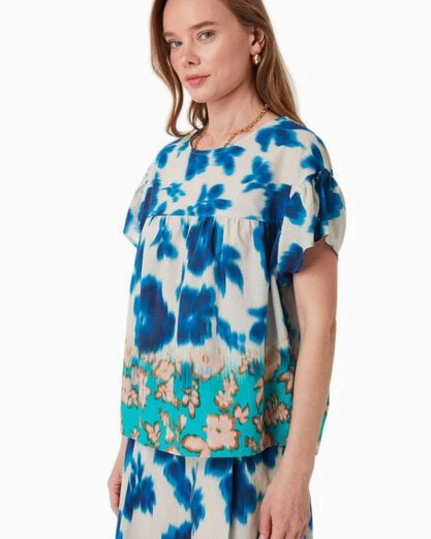 ORGANICATION Bluse aus Bio-Baumwoll-Voile mit Blumenmuster – Ansicht 3