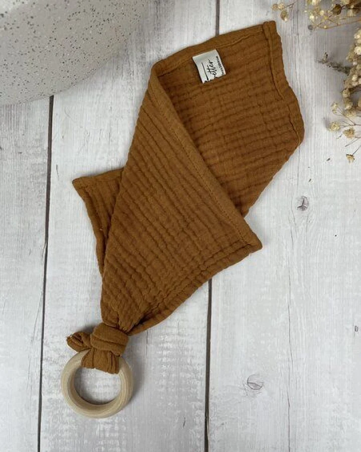 Stoffretter - Windelarsch & Zwirn Stoffretter Schnuff - Baby Musselin Schnuffeltuch mit Greifring