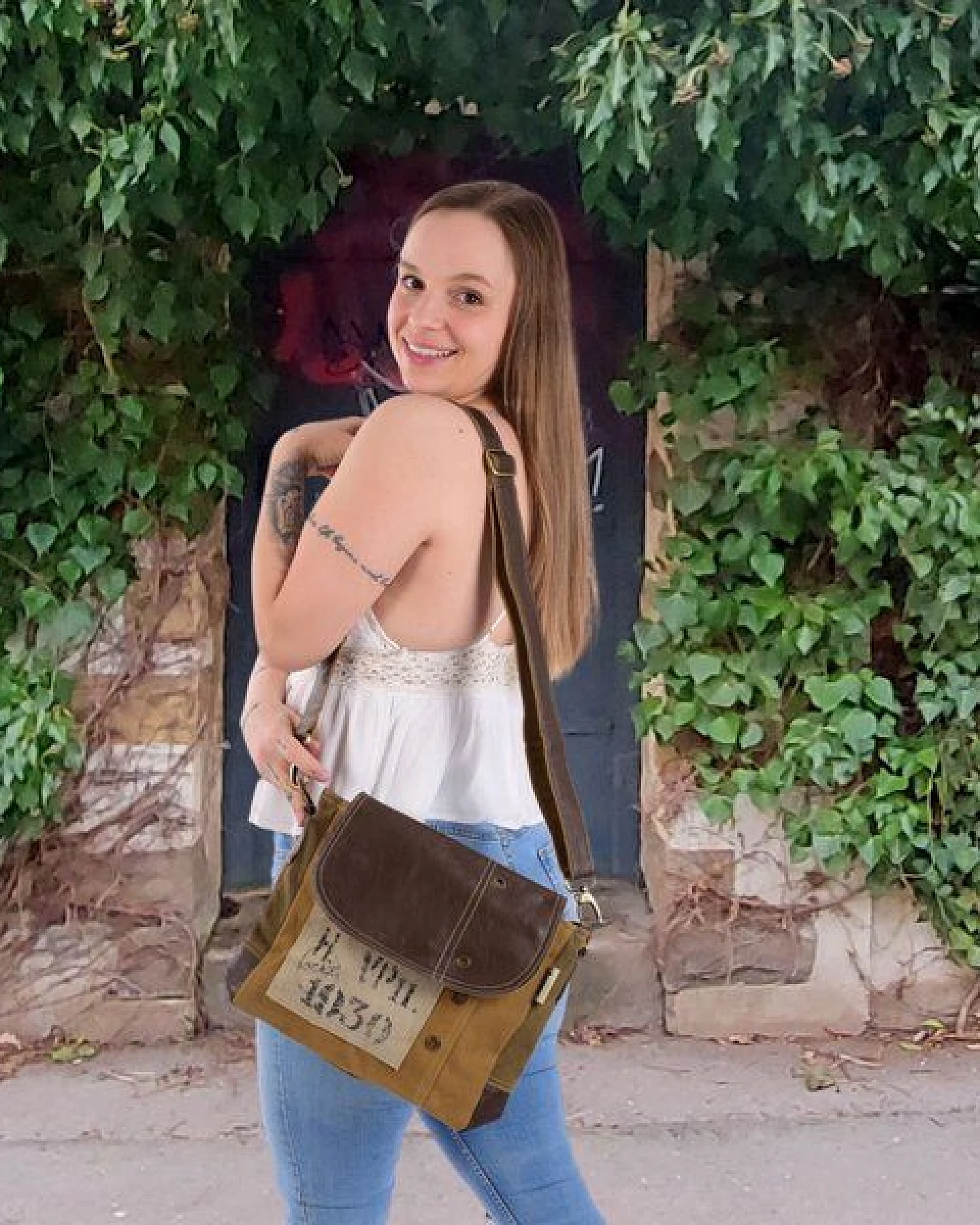 Sunsa Messenger Tasche Vintage Umhängetasche Canvas Schultertasche Mittelgroße Corssbody Bag – Ansicht 2