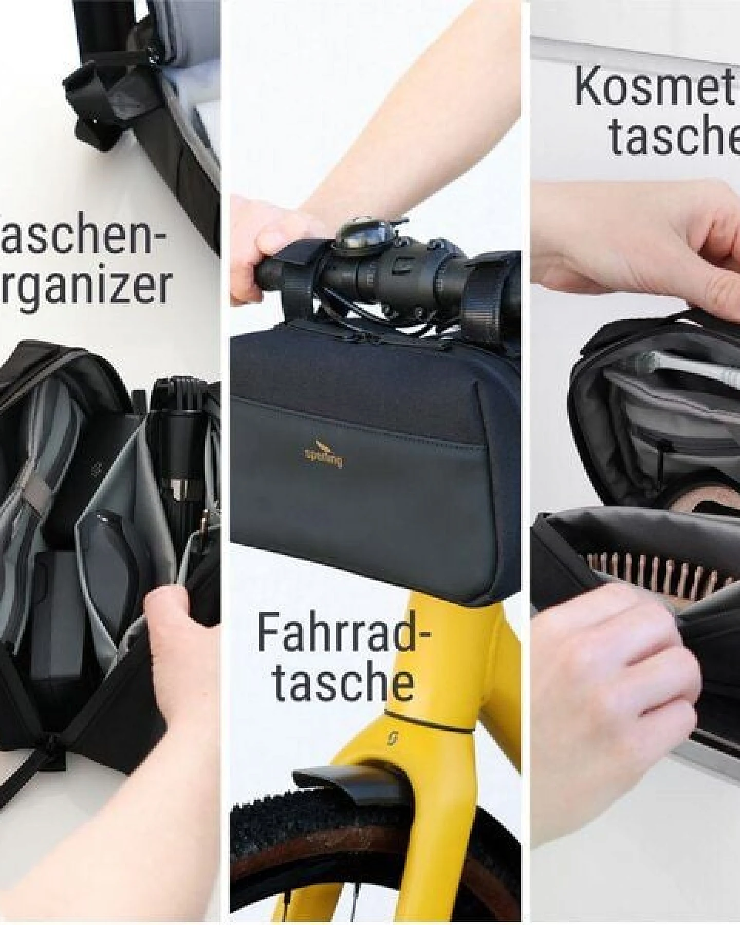 Sperling 3-in-1 Kosmetiktasche, Fahrradtasche, Organizer "Essential" aus recyceltem PET, vegan – Ansicht 3