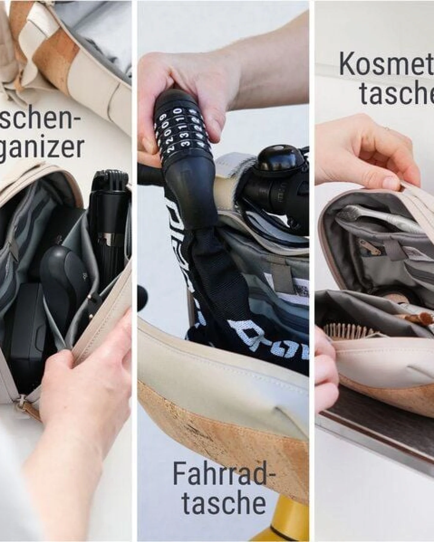 Sperling 3-in-1 Kosmetiktasche, Fahrradtasche, Organizer "Essential" aus recyceltem PET, vegan – Ansicht 3