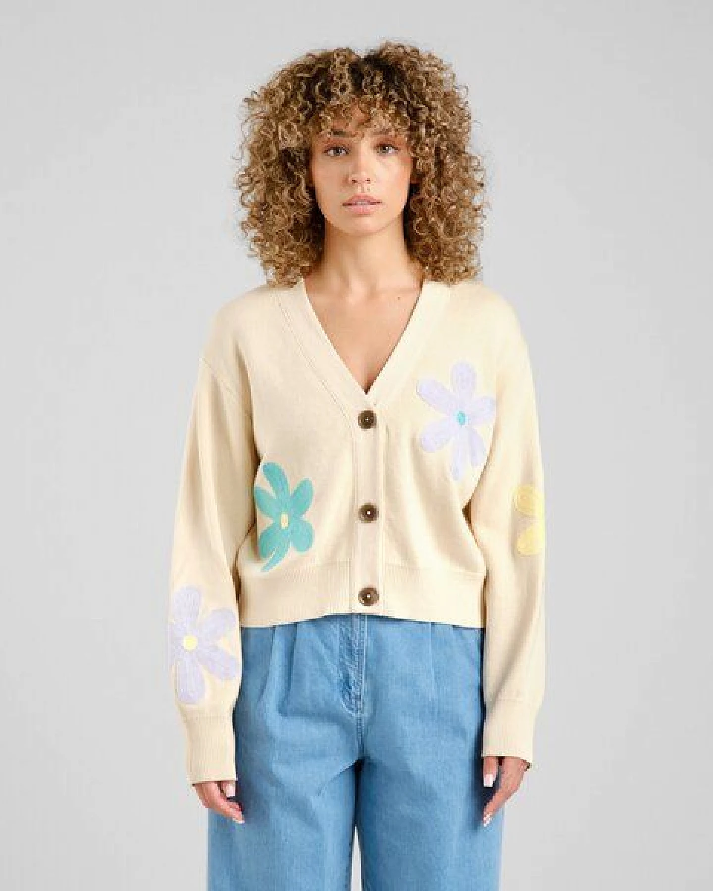 DEDICATED Cardigan Kanan Application Flower - Vanilla – Ansicht 2