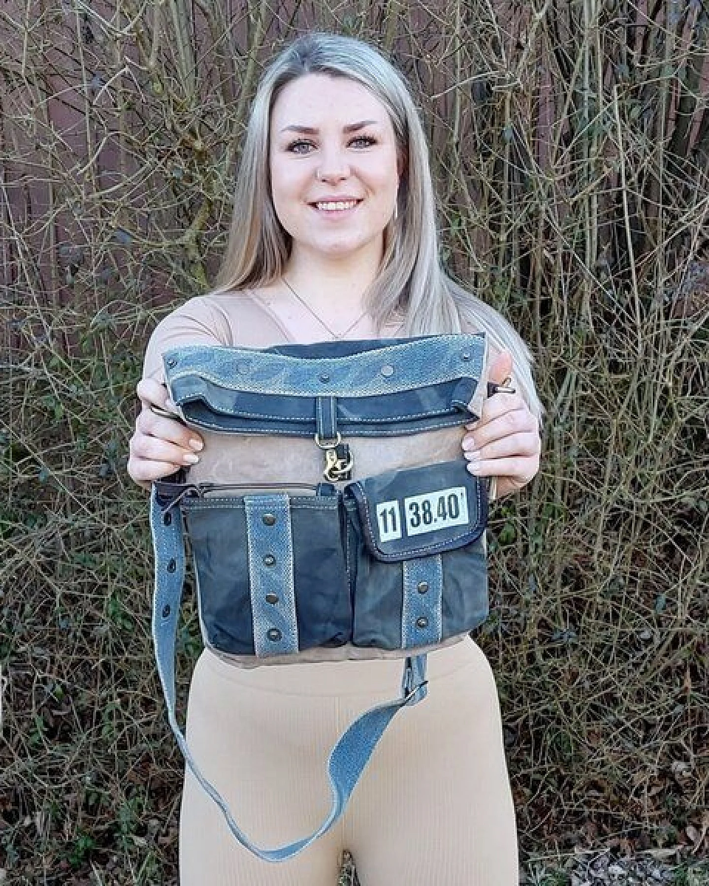 Sunsa Umhängetasche Canvas Schultertasche mit viel Fächern Unisex Tasche – Ansicht 2