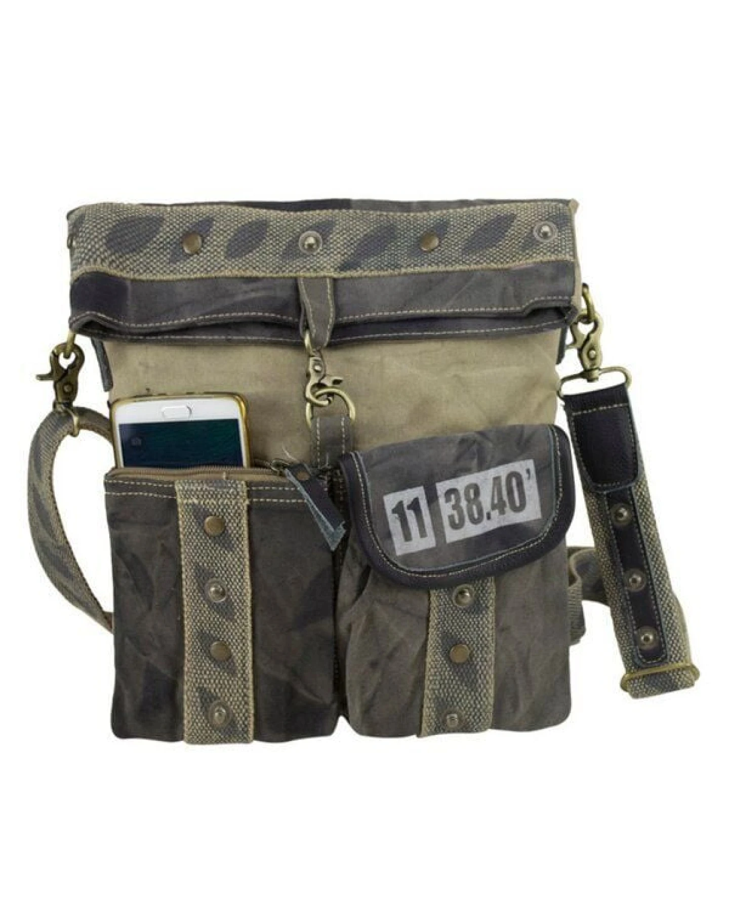 Sunsa Umhängetasche Canvas Schultertasche mit viel Fächern Unisex Tasche – Ansicht 3