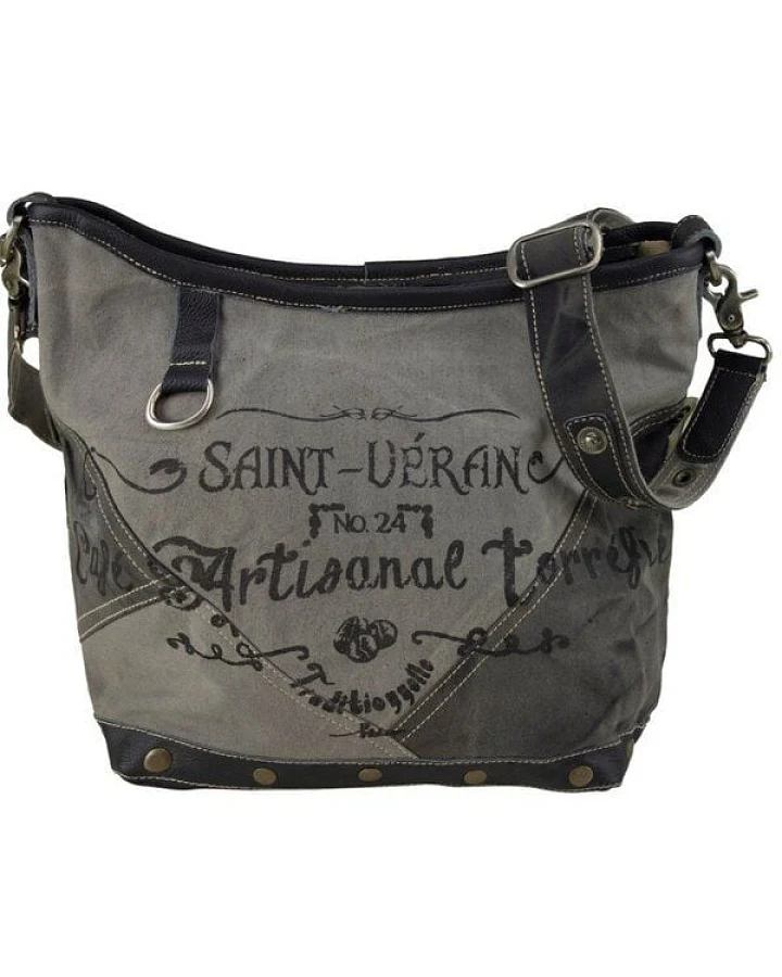 Sunsa Umhängetasche Canvas Tasche graue Vintage Schultertasche