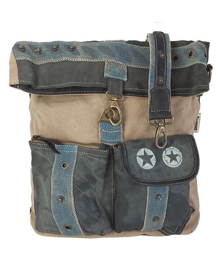 Sunsa Umhängetasche Canvas Tasche mit viel Fächer große Schultertasche Vintage Crossbody bag