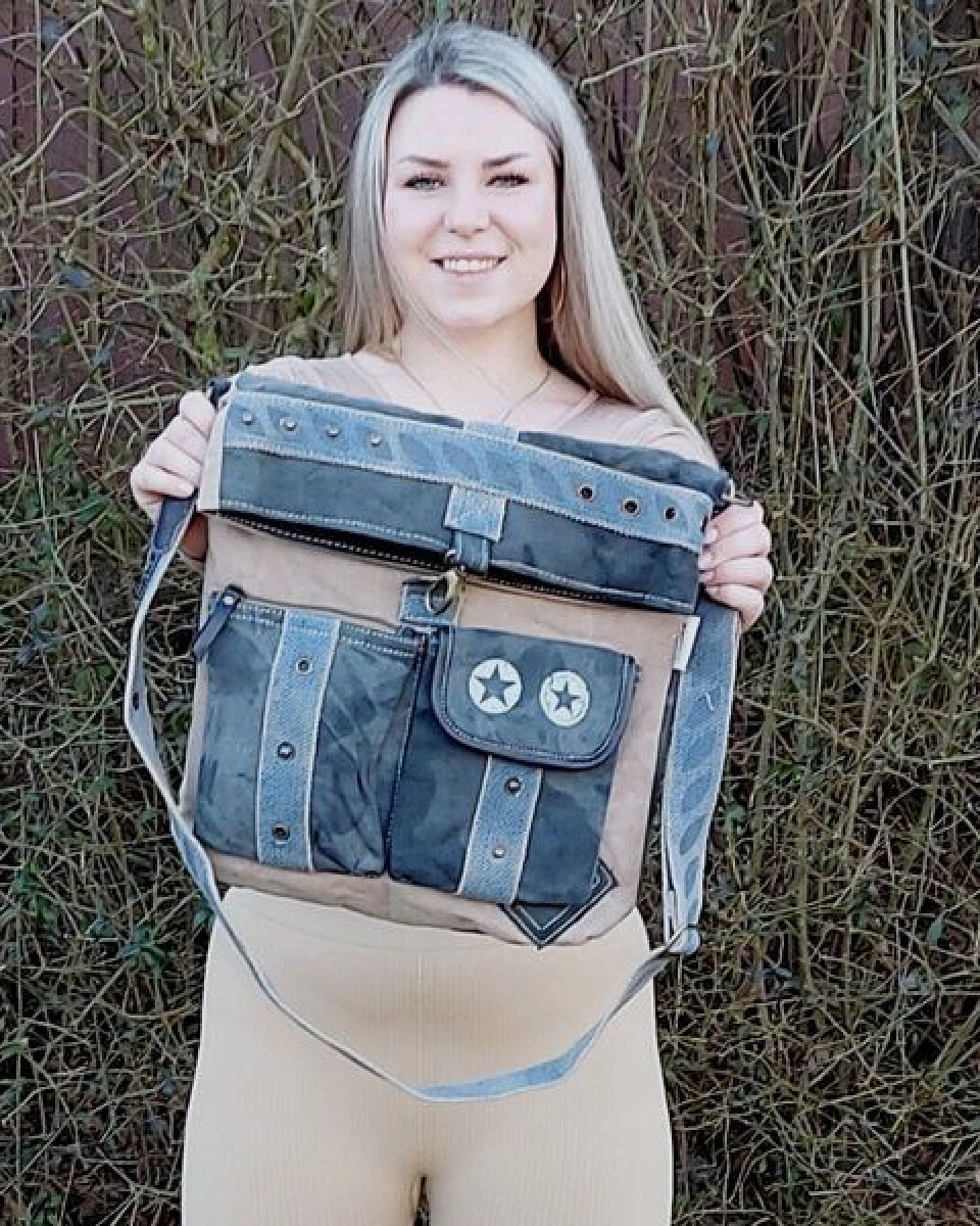Sunsa Umhängetasche Canvas Tasche mit viel Fächer große Schultertasche Vintage Crossbody bag – Ansicht 2