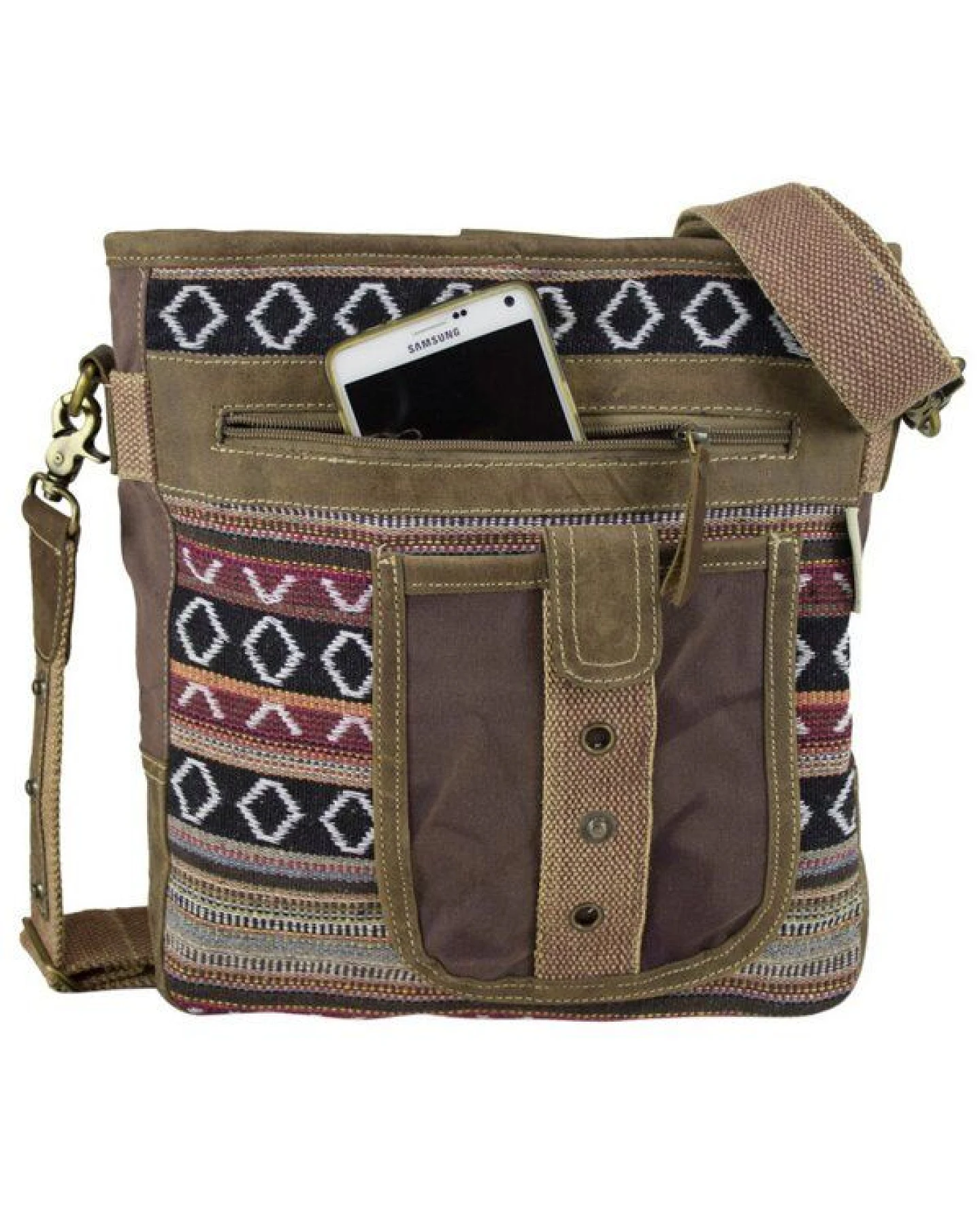 Sunsa Umhängetasche Webstoff gemustert Tasche, Schultertasche mit viel Fächern – Ansicht 3