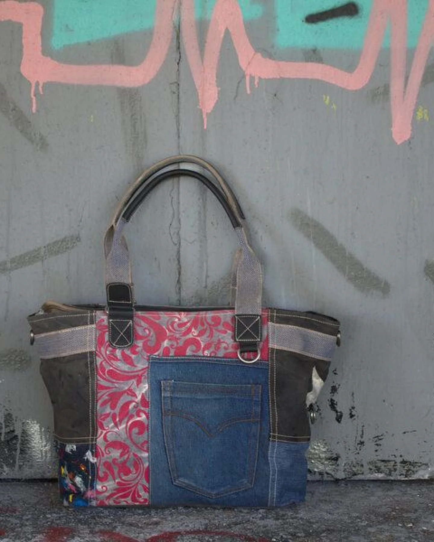 Sunsa Handtasche Damen Schultertasche Canvas recycelte Jeanstasche große Shopper – Ansicht 4