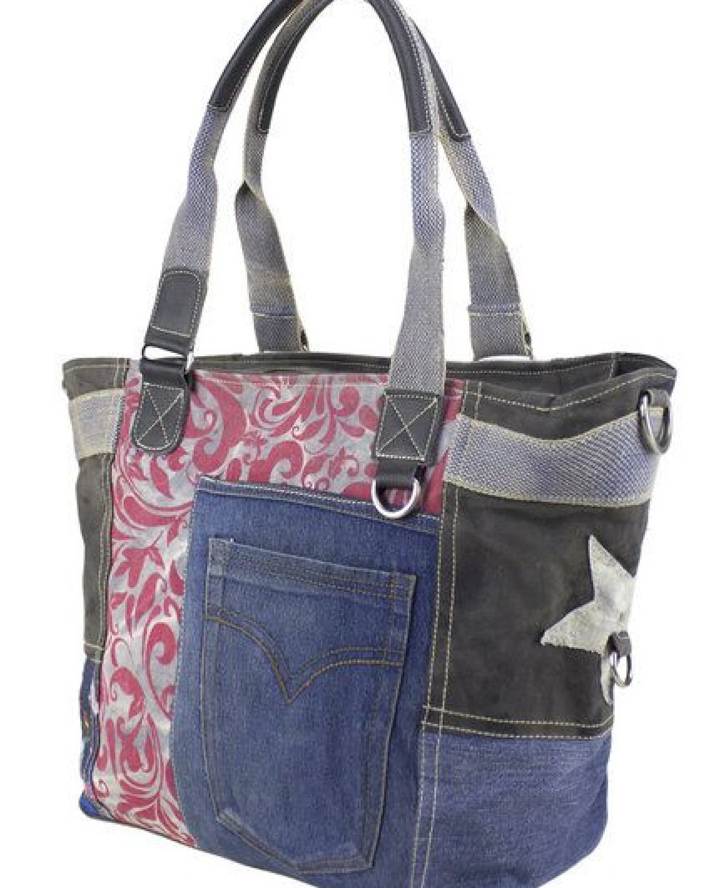 Sunsa Handtasche Damen Schultertasche Canvas recycelte Jeanstasche große Shopper – Ansicht 4