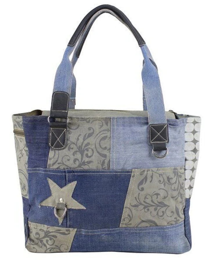 Sunsa Damen Handtasche Nachhaltige Shopper in Patchwork Design Große Schultertasche