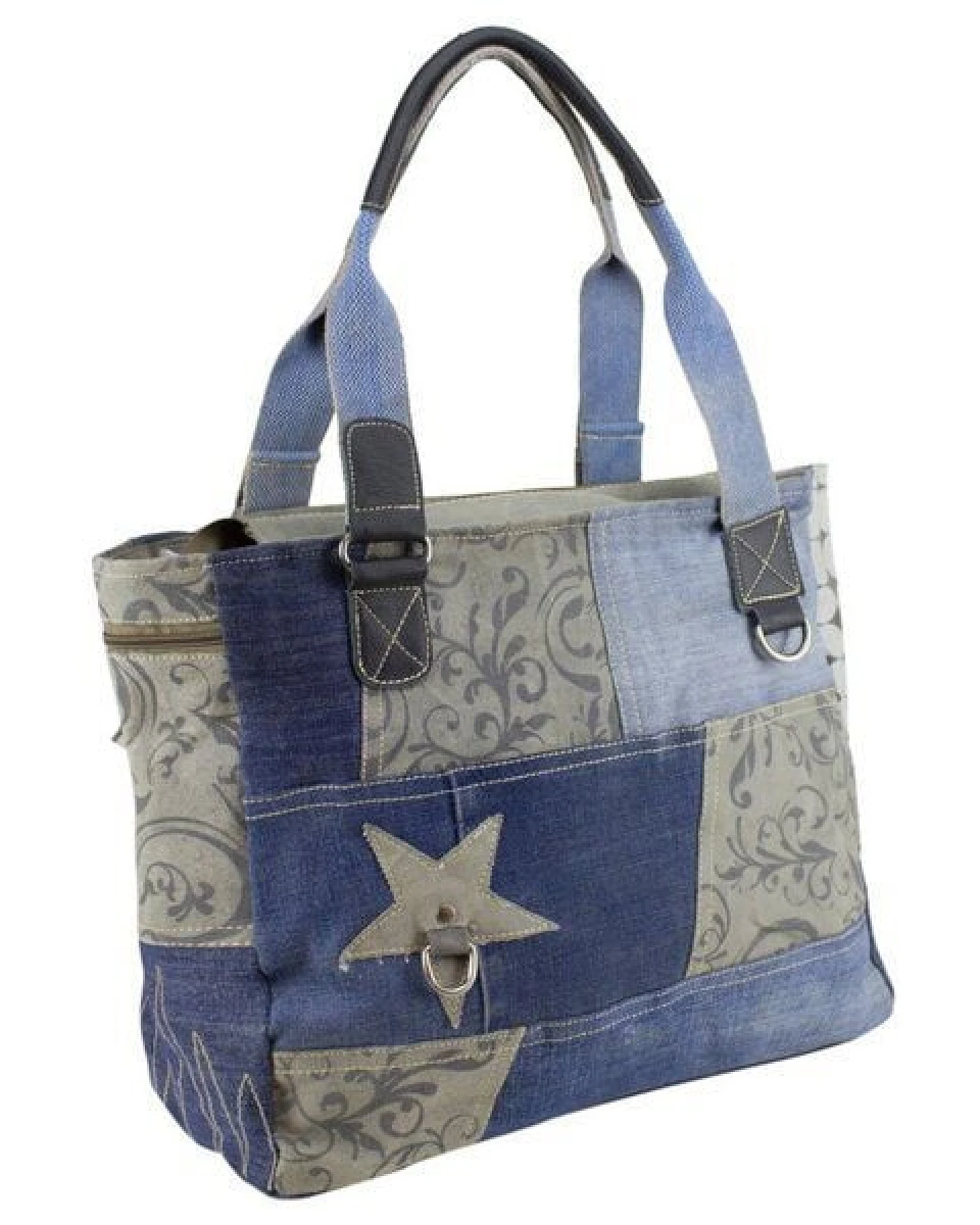 Sunsa Damen Handtasche Nachhaltige Shopper in Patchwork Design Große Schultertasche – Ansicht 3