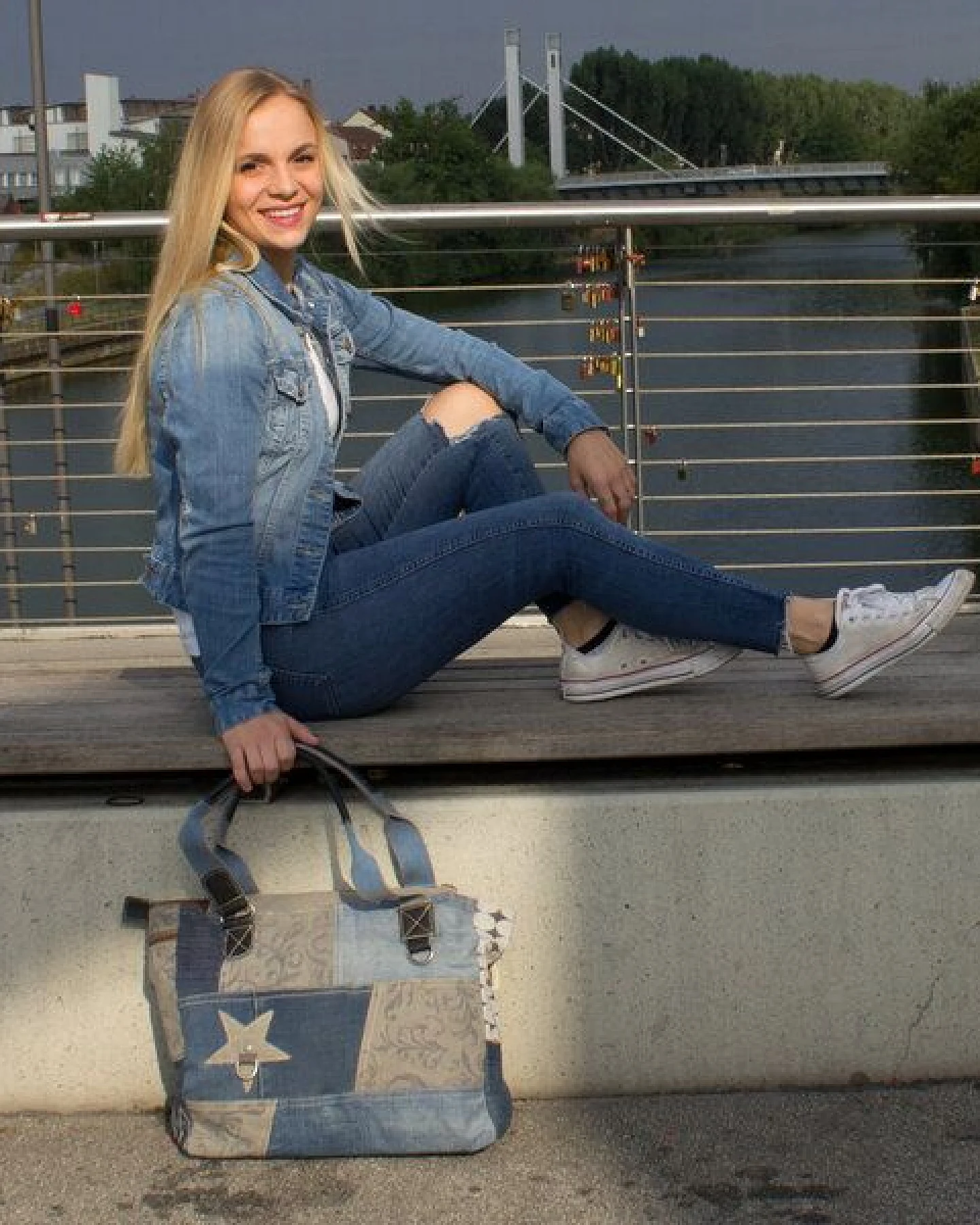 Sunsa Damen Handtasche Nachhaltige Shopper in Patchwork Design Große Schultertasche – Ansicht 2