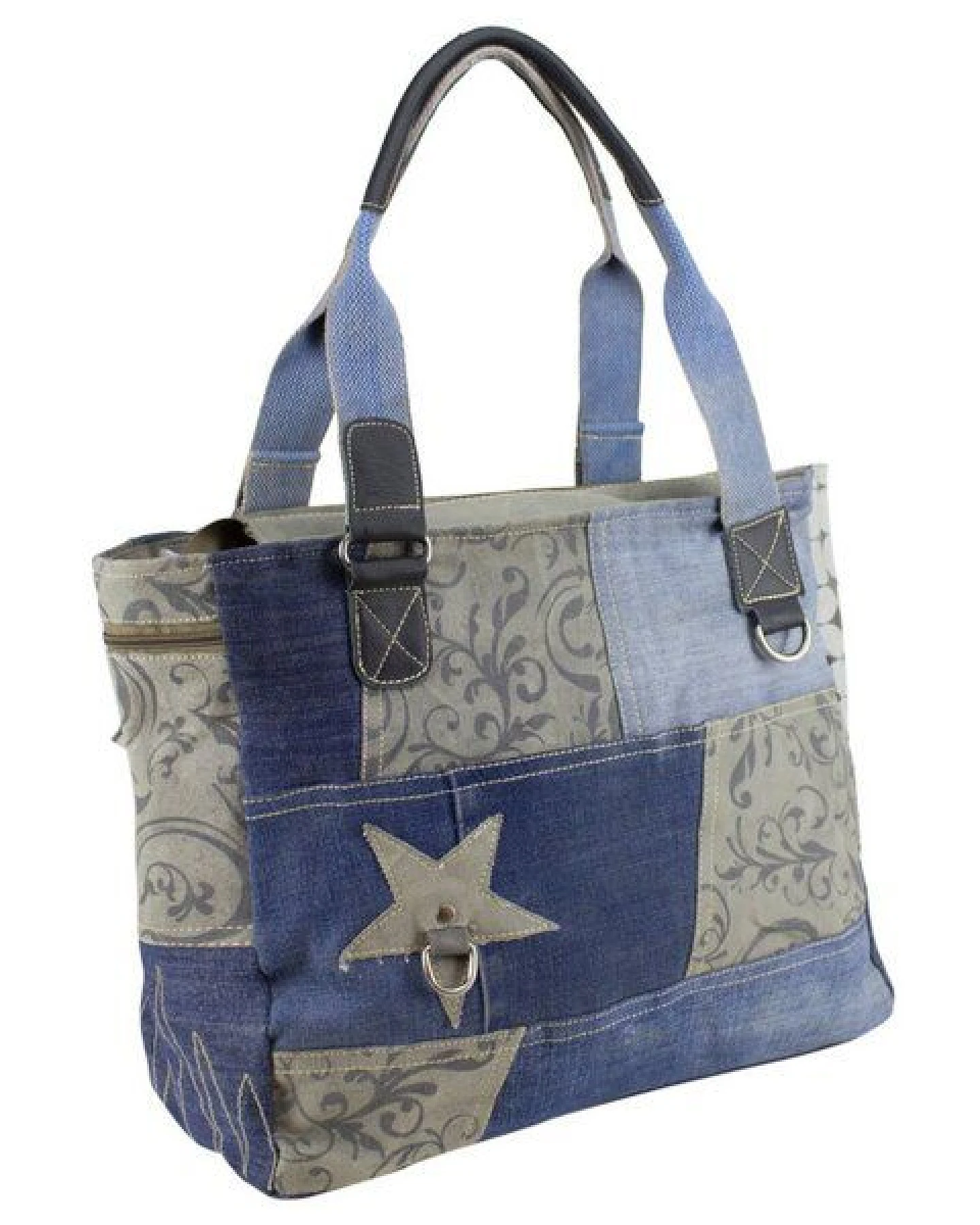Sunsa Damen Handtasche Nachhaltige Shopper in Patchwork Design Große Schultertasche – Ansicht 3