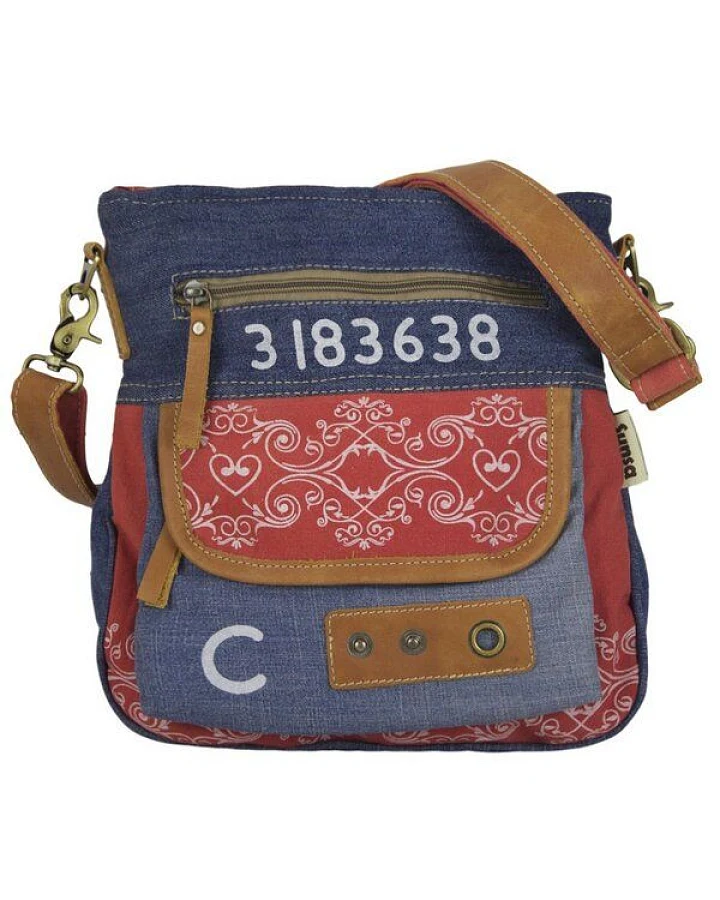 Sunsa Umhängetasche Damen Crossbody Canvas recycelte Jeanstasche Tasche mit viel Fächern