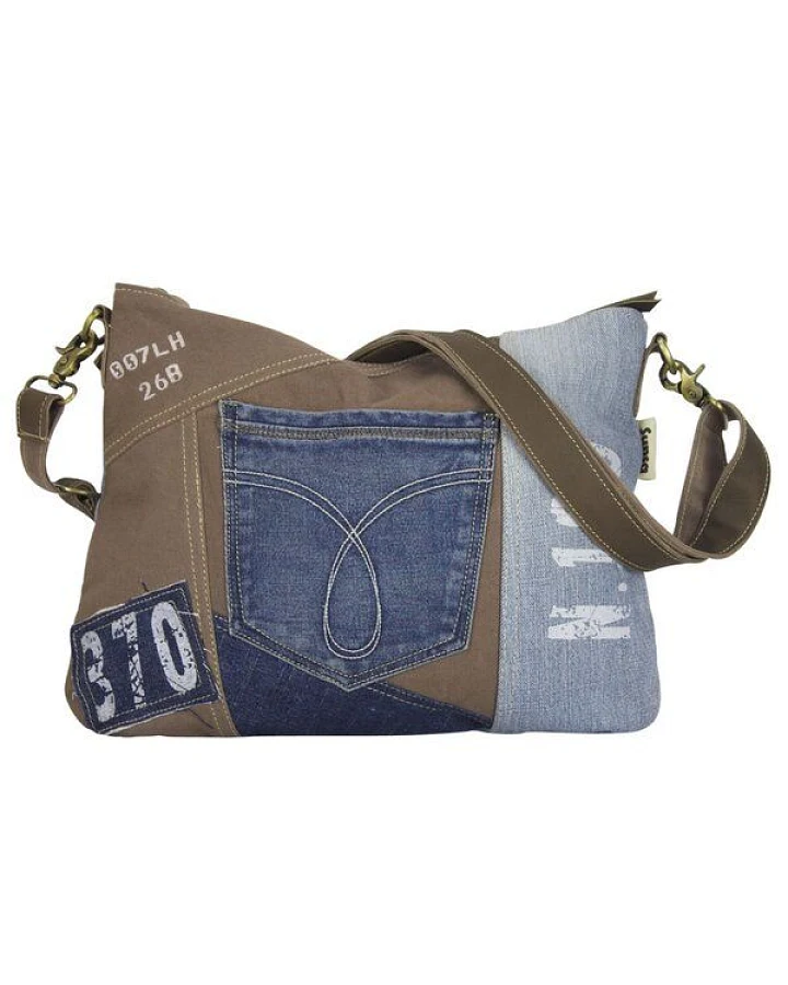 Sunsa Damen Umhängetasche Nacchltige Crossbody Canvas Tasche Jeanstasche