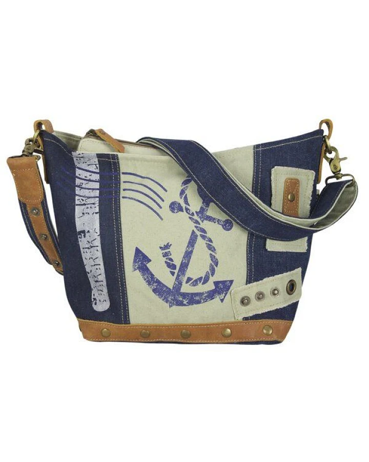 Sunsa Damen Umhängetasche Jeans/Canvas Tasche Maritim Schultertasche