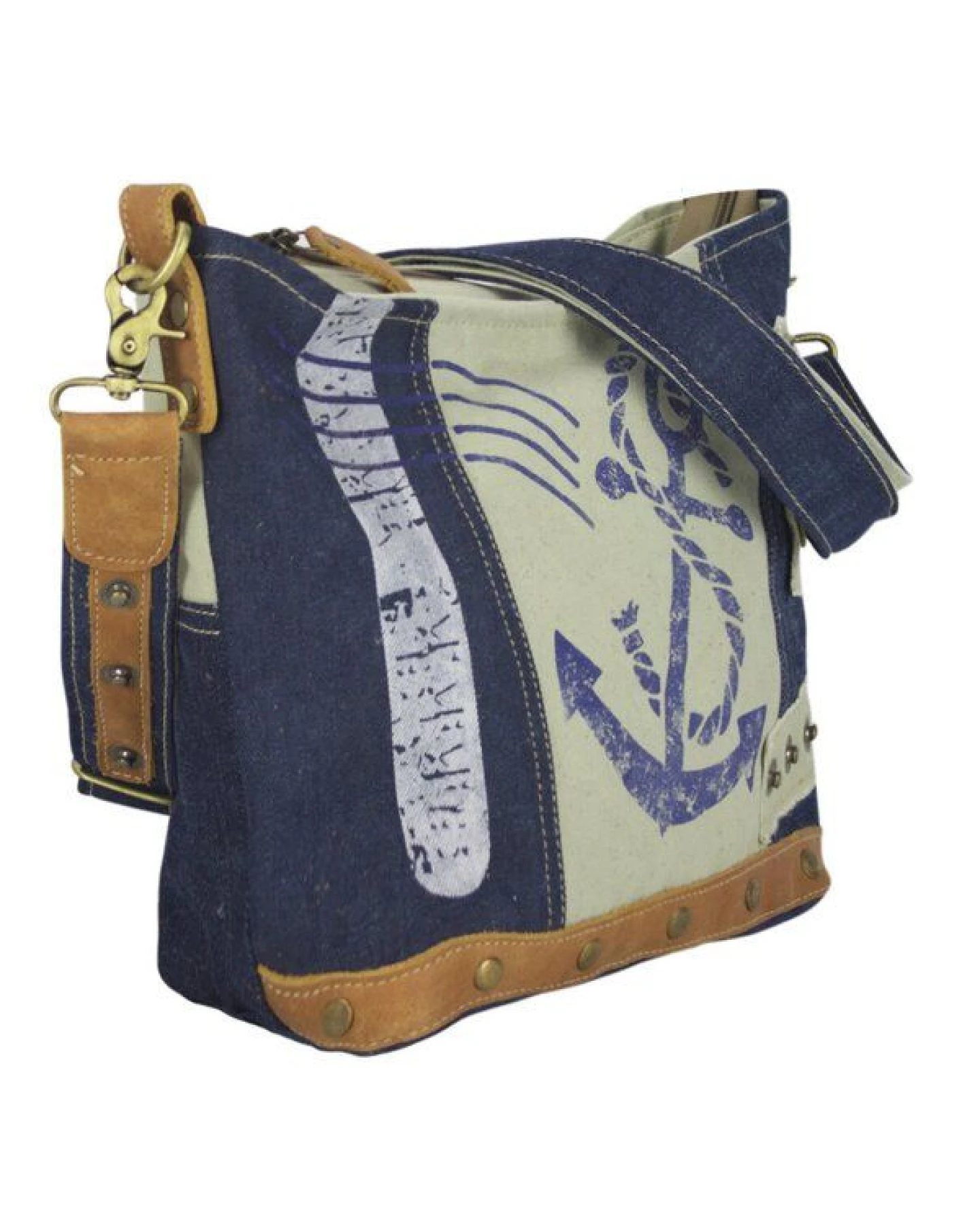 Sunsa Damen Umhängetasche Jeans/Canvas Tasche Maritim Schultertasche – Ansicht 3