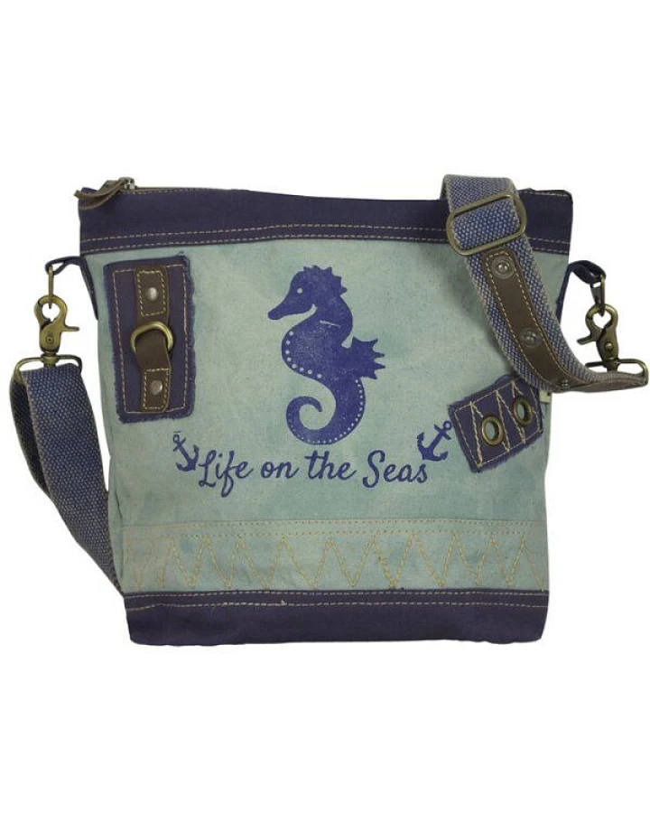 Sunsa Damen Tasche Maritim Umhängetasche Schultertasche blaue Crossbody mit Seepferd