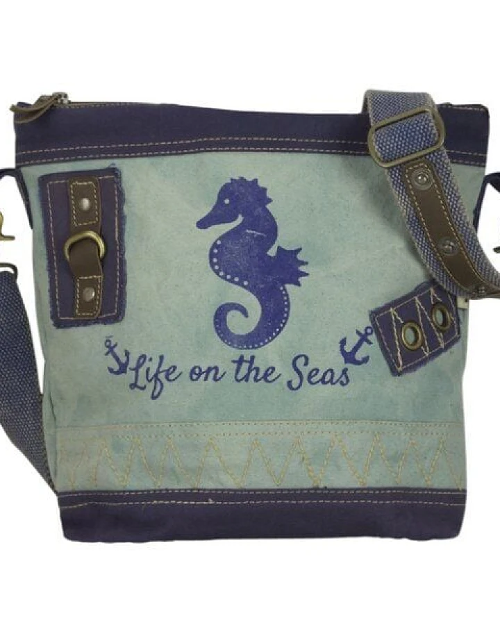 Sunsa Damen Tasche Maritim Umhängetasche Schultertasche blaue Crossbody mit Seepferd