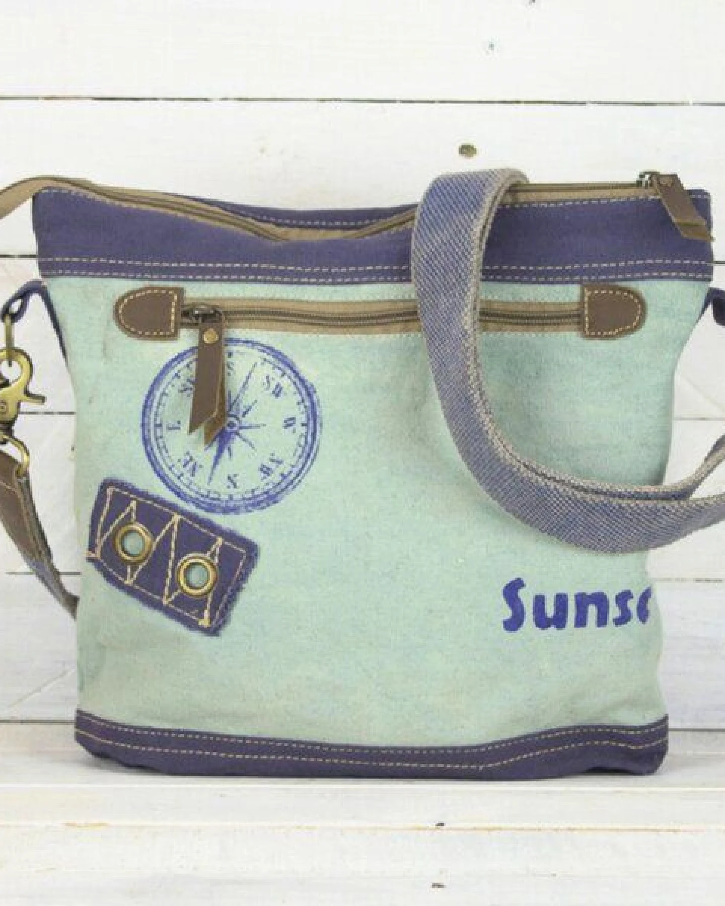 Sunsa Damen Tasche Maritim Umhängetasche Schultertasche blaue Crossbody mit Seepferd – Ansicht 3