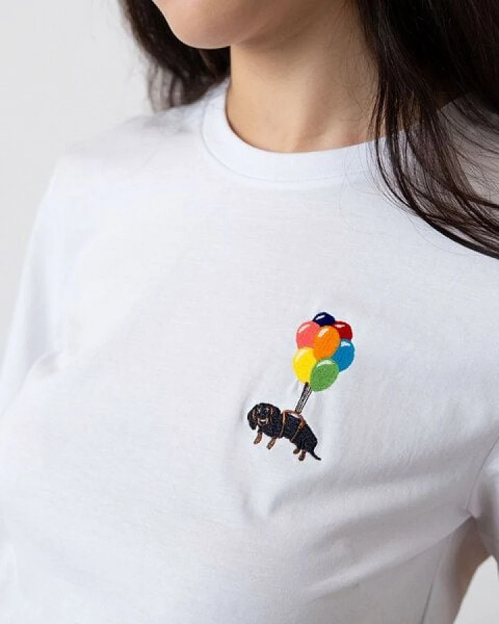 Bavarian Caps Damen T-Shirt Dackelexpress Mini - Weiß