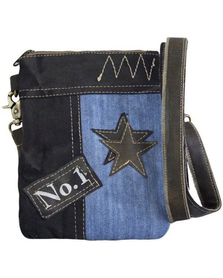 Sunsa kleine Umhängetasche mini Jeanstasche Vintage Schultertasche