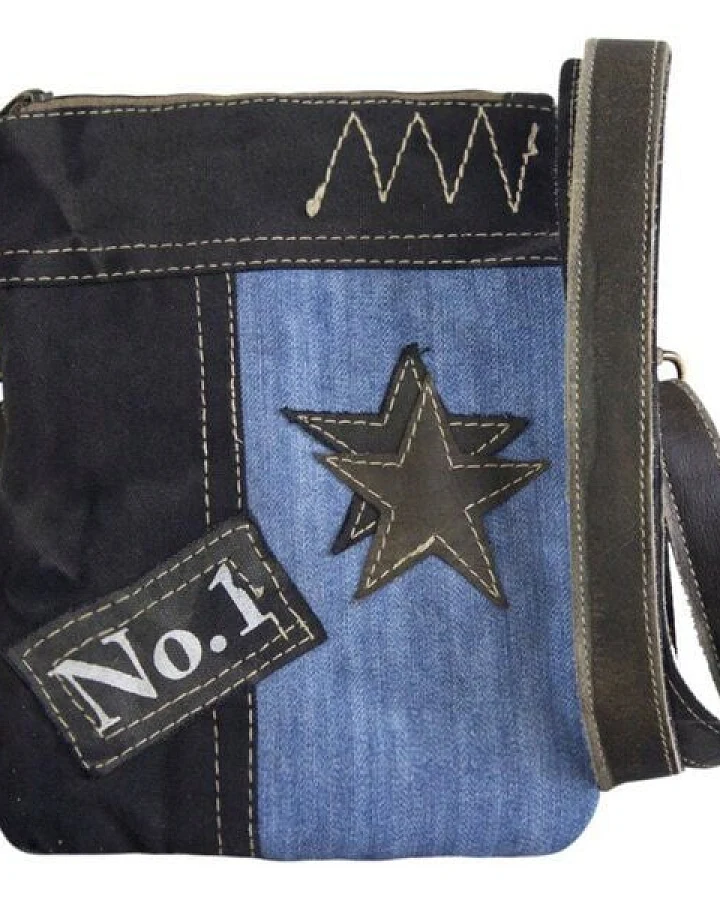 Sunsa kleine Umhängetasche mini Jeanstasche Vintage Schultertasche