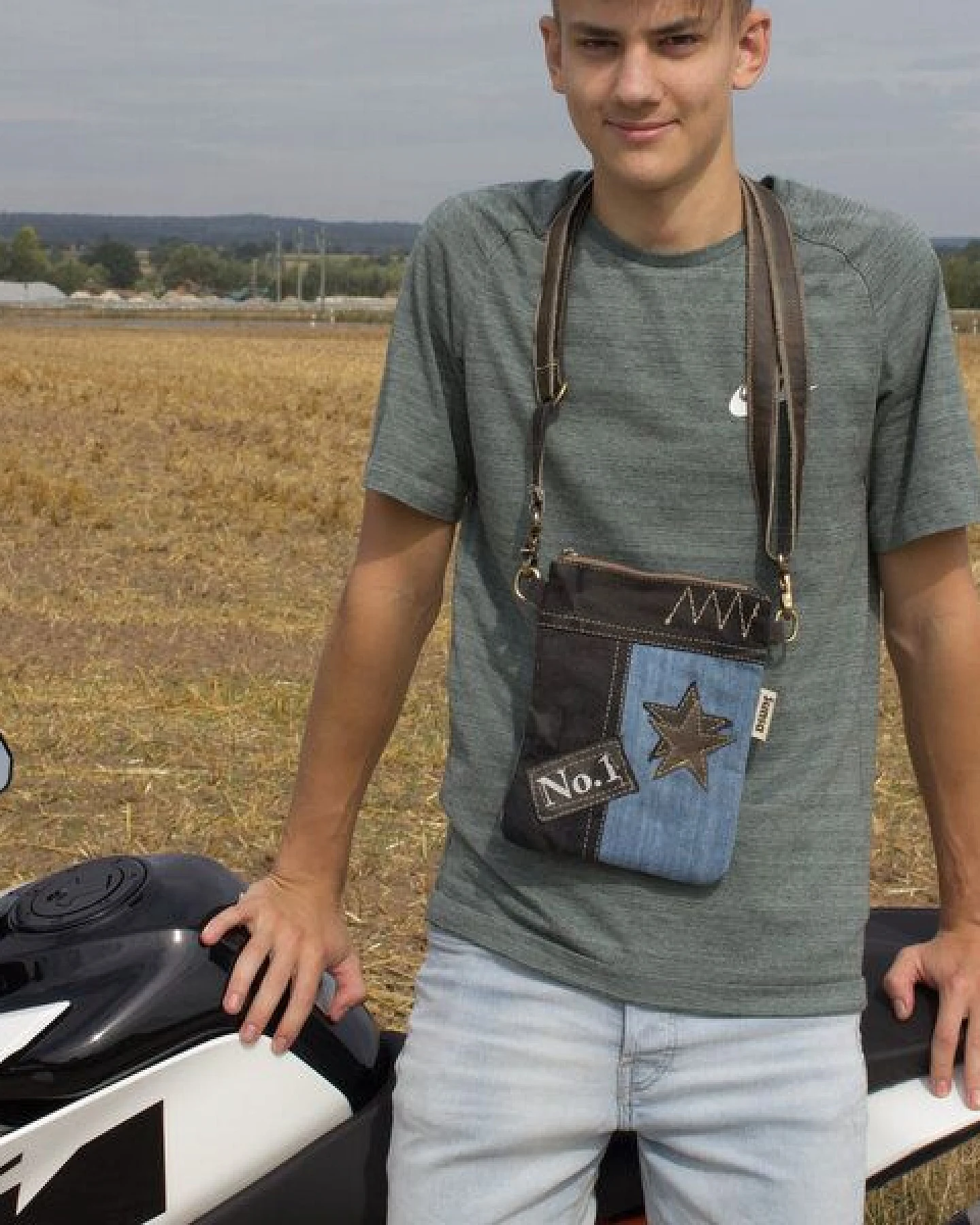 Sunsa kleine Umhängetasche mini Jeanstasche Vintage Schultertasche – Ansicht 2