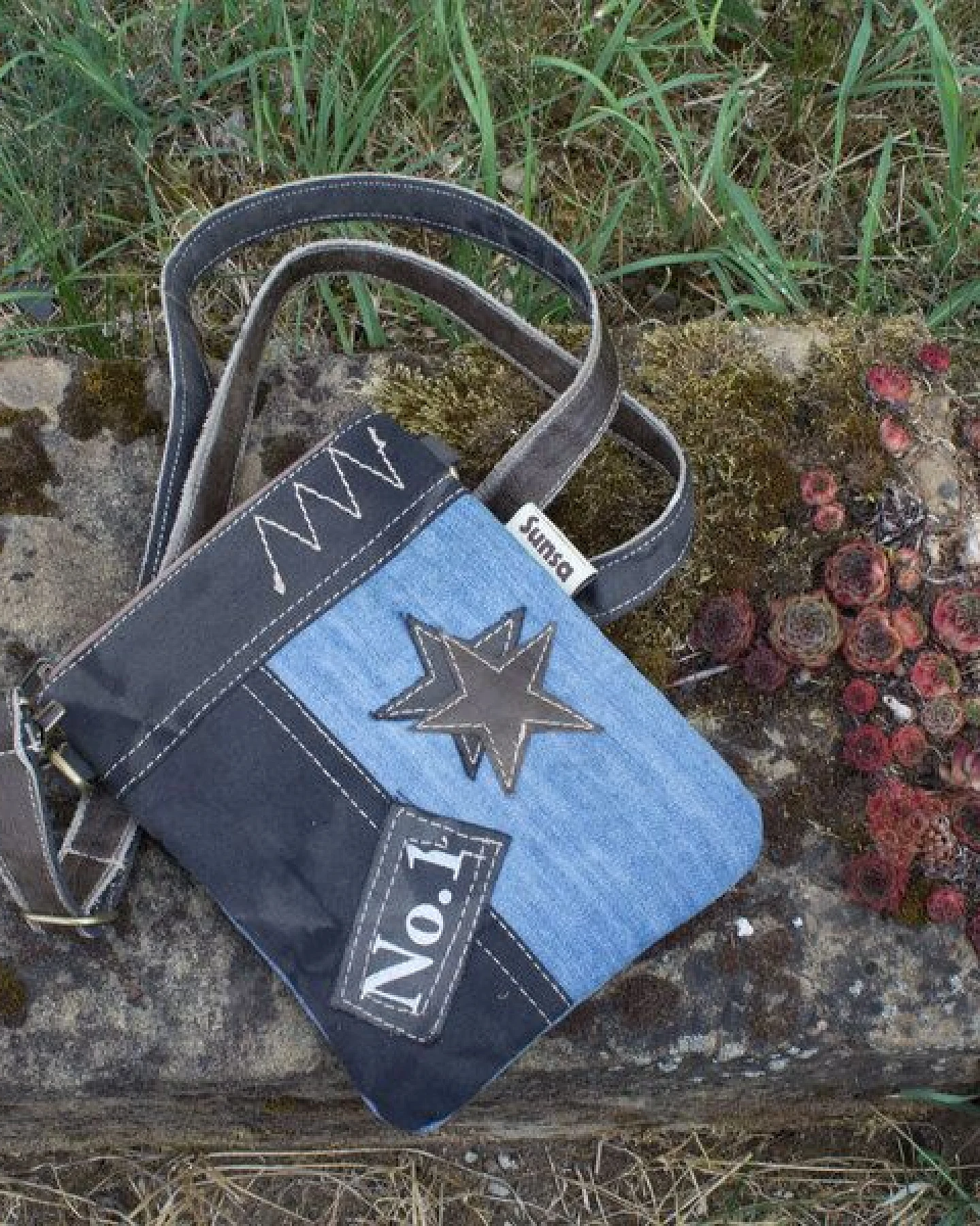 Sunsa kleine Umhängetasche mini Jeanstasche Vintage Schultertasche – Ansicht 3