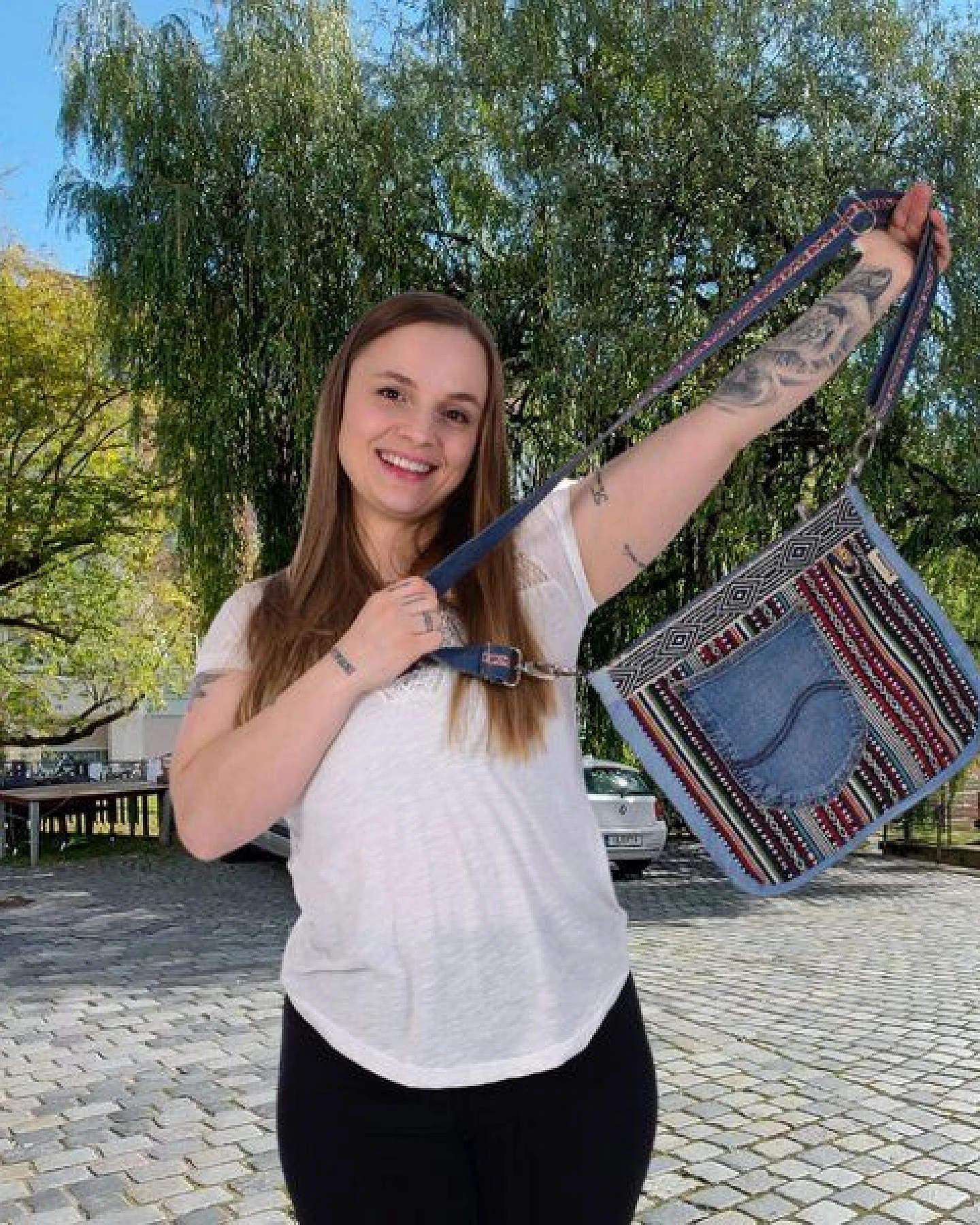 Sunsa Tasche Umhängetasche Jeans Schultertaschen Jeanstasche nachhaltige Crossbody – Ansicht 2