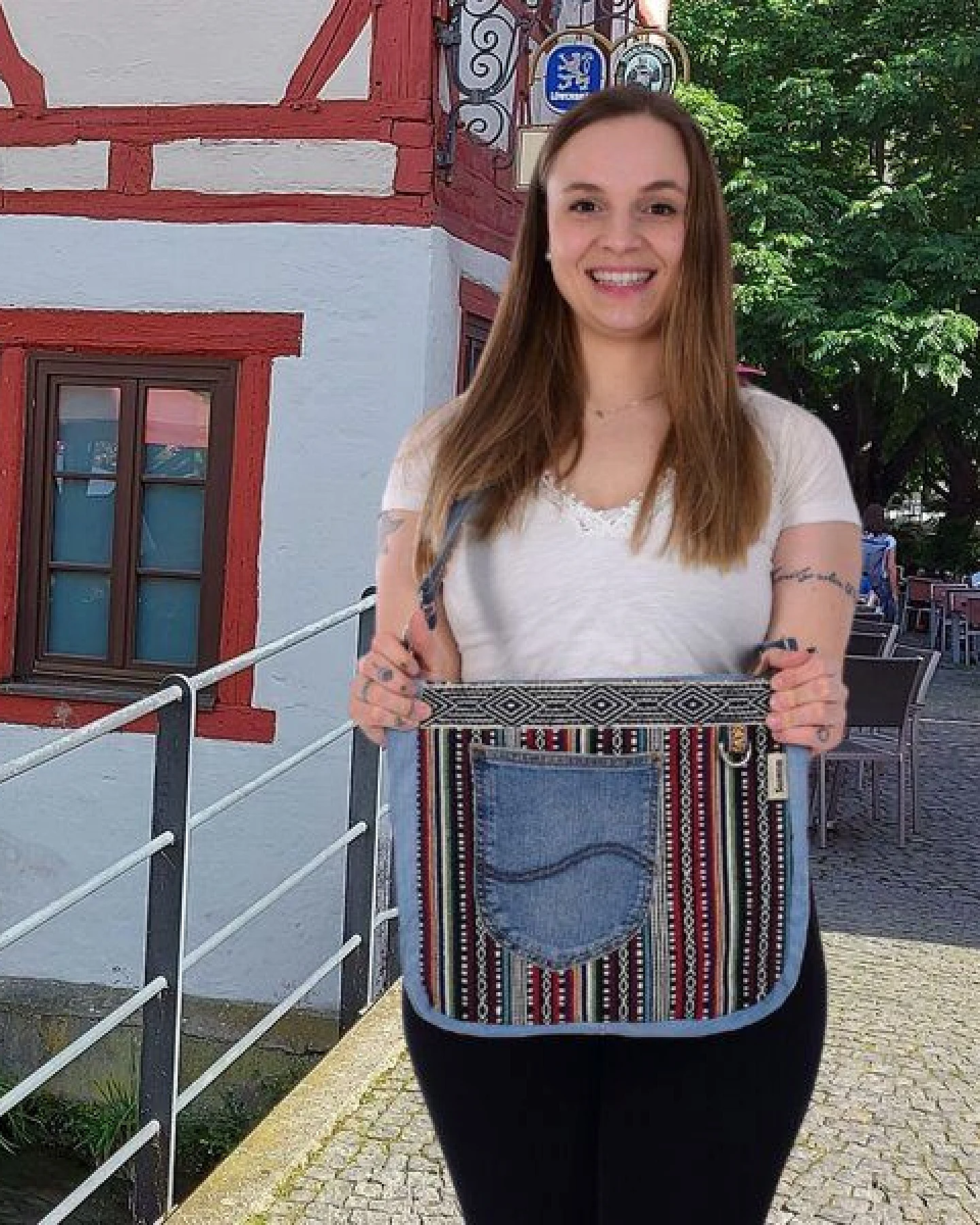 Sunsa Tasche Umhängetasche Jeans Schultertaschen Jeanstasche nachhaltige Crossbody – Ansicht 4