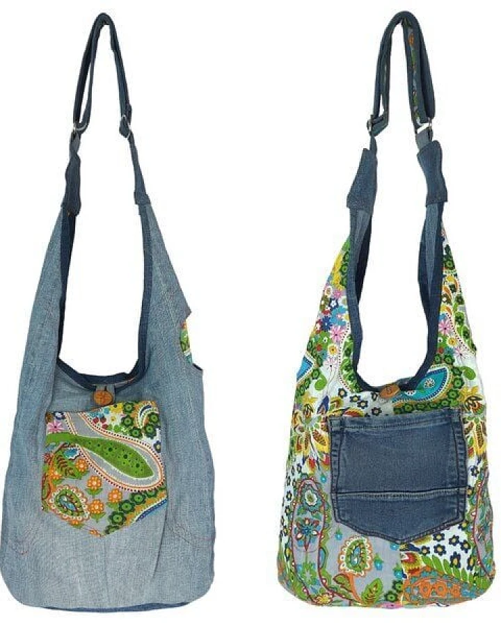 Sunsa Wende Hobo Tasche. Cotton/Jeans Umhängetasche große Schultertasche praktisch Crossbody Bag