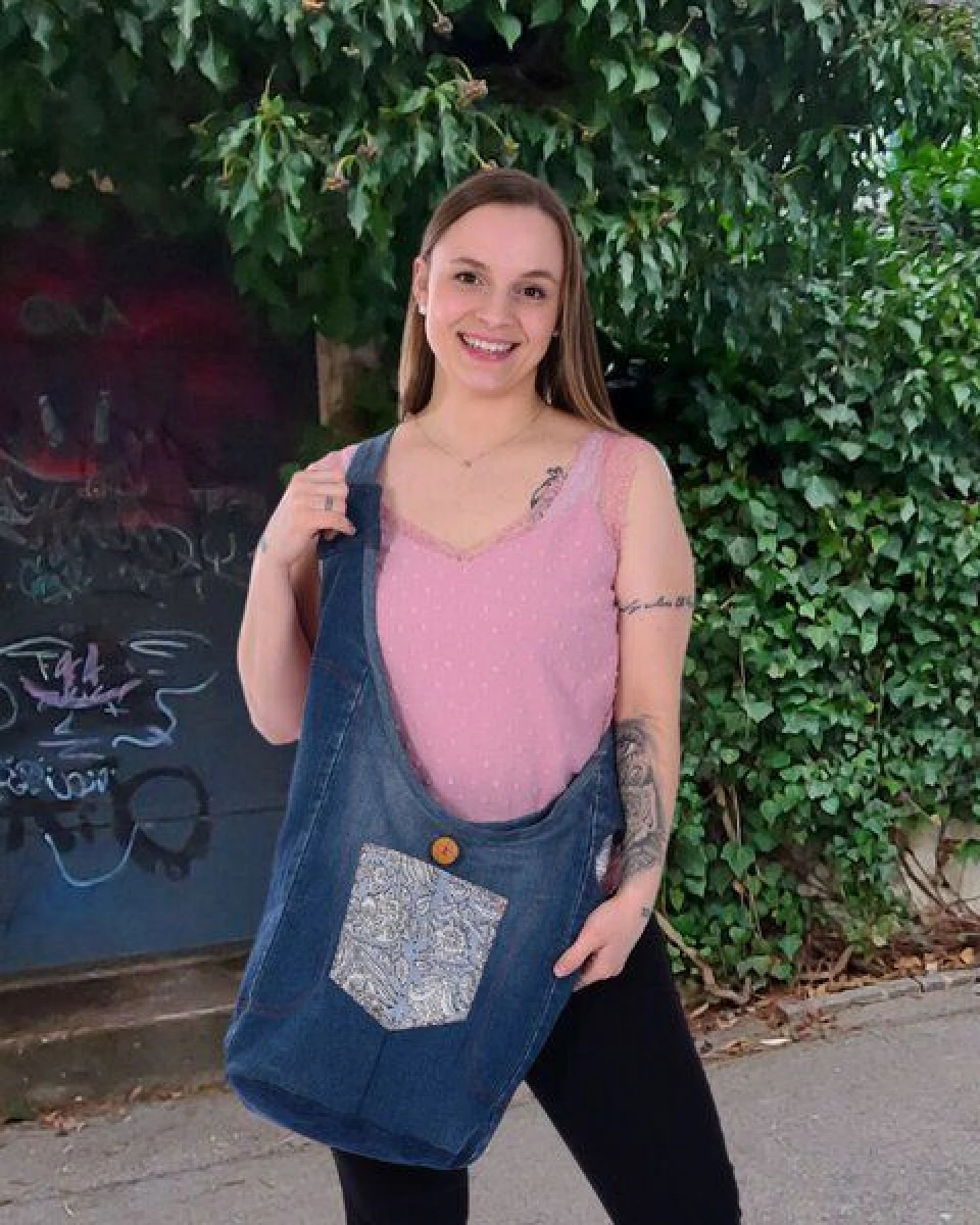 Sunsa Wende Hobo Tasche. Cotton/Jeans Umhängetasche große Schultertasche praktisch Crossbody Bag – Ansicht 2