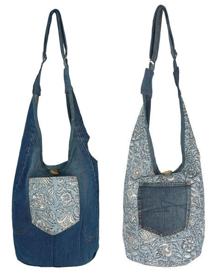 Sunsa Wende Hobo Tasche. Cotton/Jeans Umhängetasche große Schultertasche praktisch Crossbody Bag