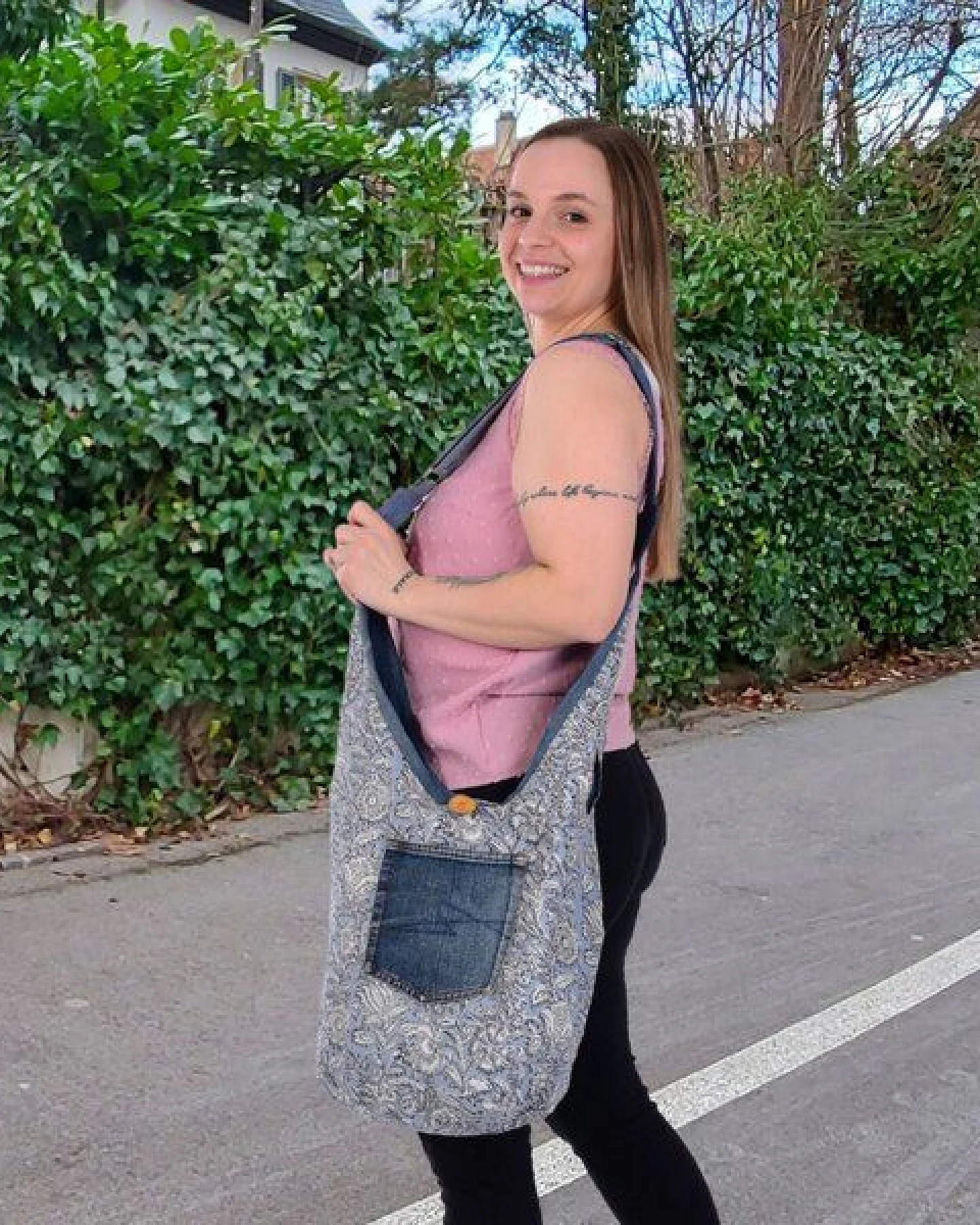 Sunsa Wende Hobo Tasche. Cotton/Jeans Umhängetasche große Schultertasche praktisch Crossbody Bag – Ansicht 3